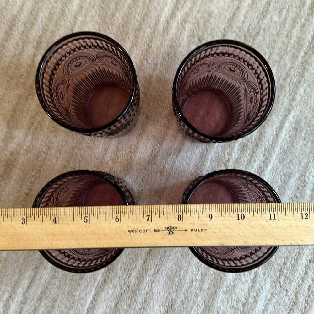 Set of 4 PIONEER WOMAN Adeline-Plum Glass Glasses 16 oz